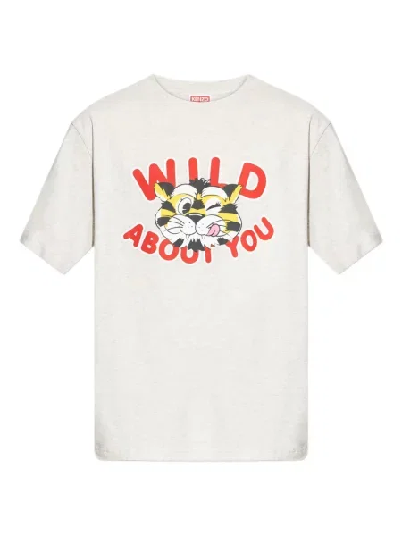Tricou Kenzo cu imagine cu dungi de tigru gri