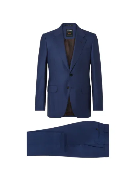 Vuneni odgovarati odijelo Zegna karirani plava