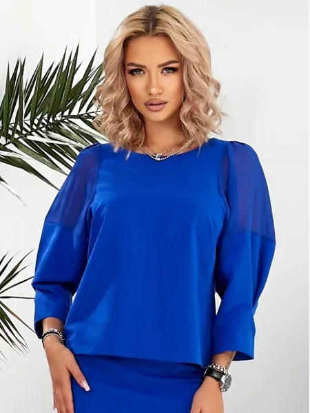 Блуза LadyLike бавовна/поліестер синій