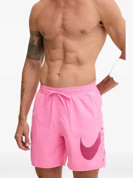 Slip de baie Nike cu imagine cu cordon din jacard roz