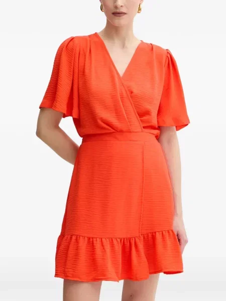 Rochie mini Morgan cu decolteu în V cu volane portocaliu