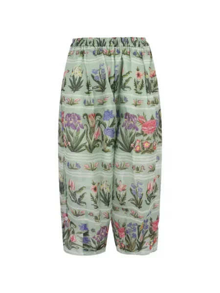 Pantaloni Biyan cu model floral cu imagine din organza verde