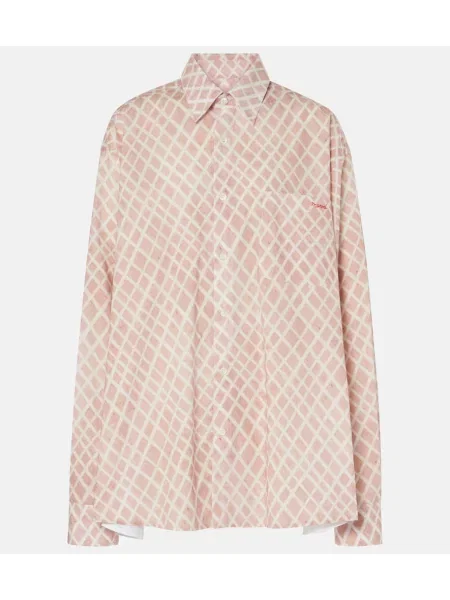 Cămașă Marni în carouri din poplin roz