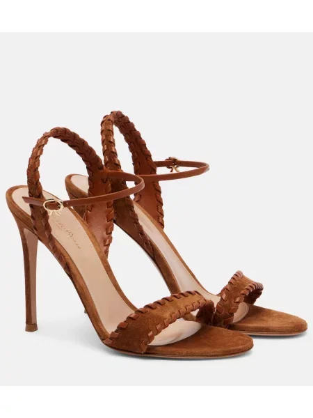 Sandale Gianvito Rossi din piele de căprioară slingback maro