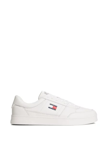 Sneakerși Tommy Jeans cu șireturi din dantelă alb
