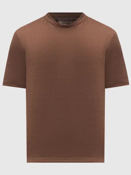 Футболка з льону та шовку Brett Johnson коричнева