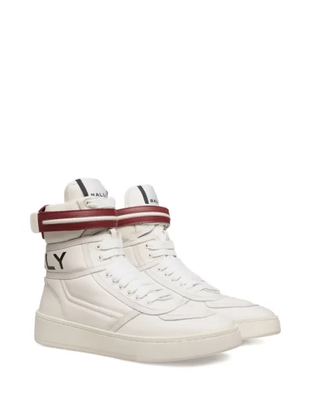Sneakerși Bally din piele cu bretele alb