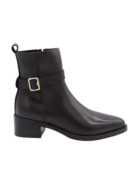 Lniane buty do kostki Sofia Len brązowe