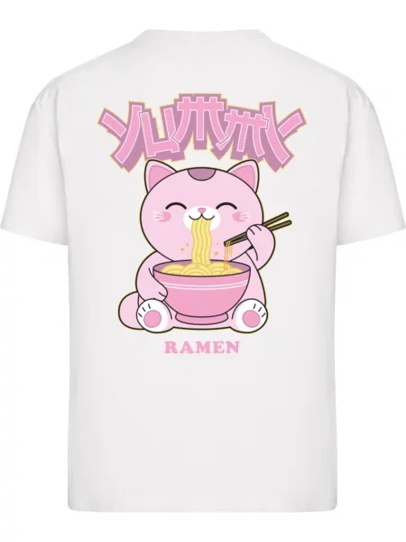 Miss Tee Tričko Ramen Kitty ružová biela