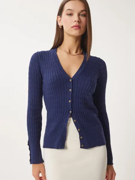 Happiness İstanbul Geacă tricotată bleumarin