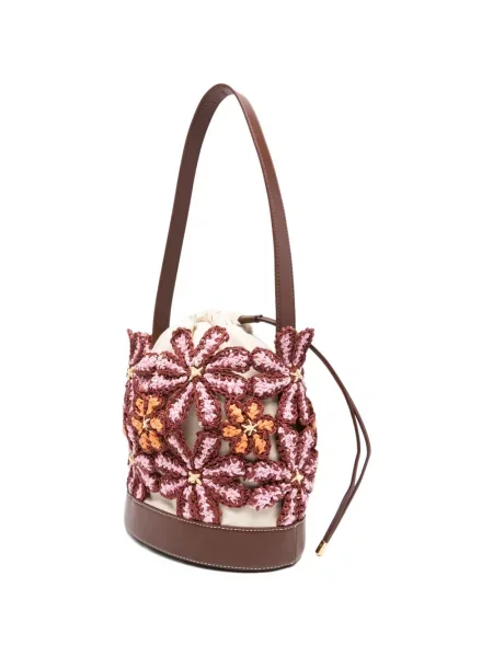 Geantă bucket Marni cu model floral maro