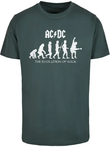 Merchcode Tričko ACDC Evolution Of Rock tmavě zelená bílá