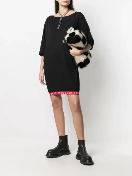Rochie tip cămașă Dsquared2 cu autograf negru
