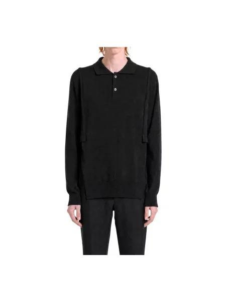 Koszulka polo Comme Des Garcons wełniana czarna