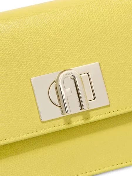 Geanta de piele Furla din piele cu autograf galben
