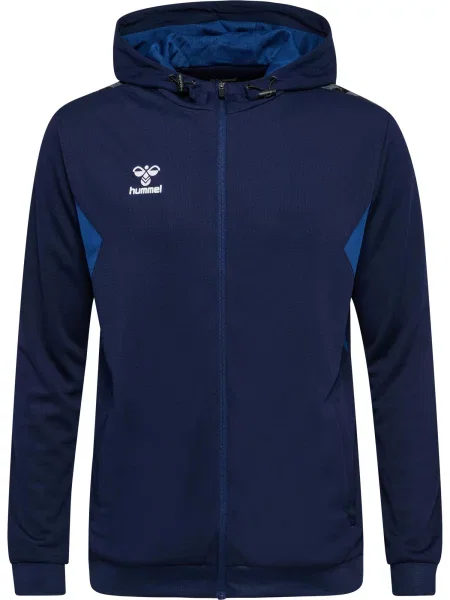 Bluza z kapturem sportowa Hummel Authentic Poly Zip Hoodie niebieska