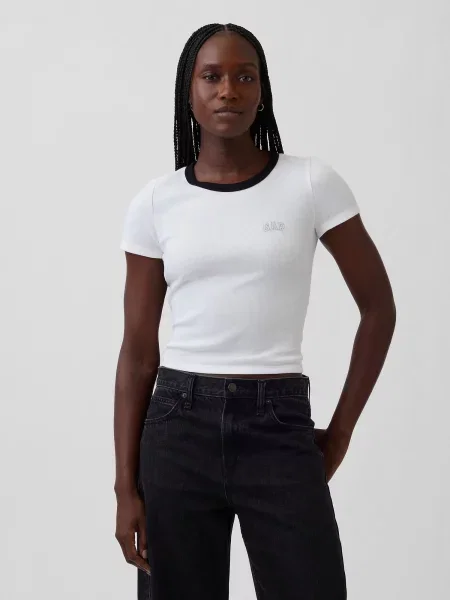 Tricou Gap cu nervuri alb