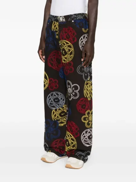 Pantaloni Kenzo cu broderie negru