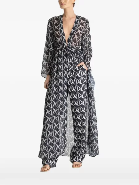 Top Diarrablu z nadrukiem z dekoltem w serek niebieski