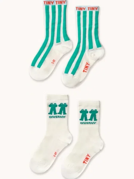 Tinycottons Дитячі шкарпетки EMERALD STRIPES & FROG MEDIUM SOCKS