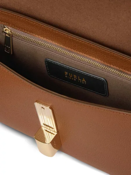 Δερμάτινη τσάντα χιαστί Furla καφέ
