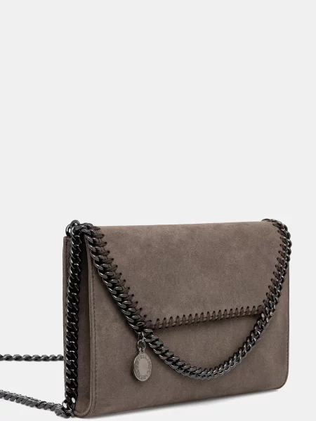 Stella McCartney FALABELLA torebka crossbody z imitacji zamszu szara