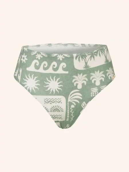 Watercult High Waist Bikinové Kalhotky Rustic Med světle zelená/ krémová zelené