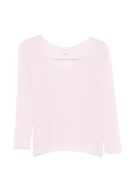 Pulover Beyou cu decolteu în V roz