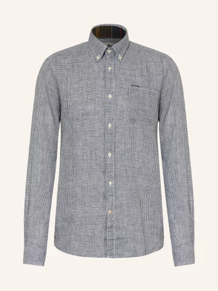 Barbour Koszula Z Lnu Linton Tailored Fit blau biała