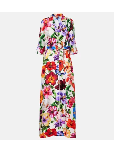 Cu centură rochie maxi Dolce&gabbana din satin cu model floral