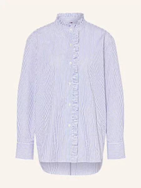 Tommy Hilfiger Bluzka Z Falbankami blau niebieska