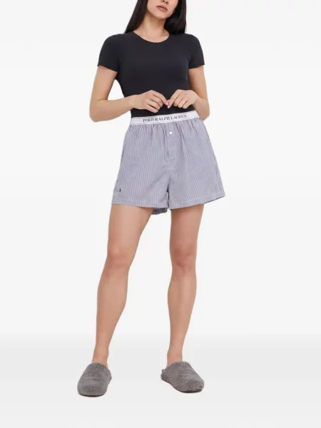 Ριγέ δερμάτινη πιτζάμας Polo Ralph Lauren με αυτόγραφο μαύρο