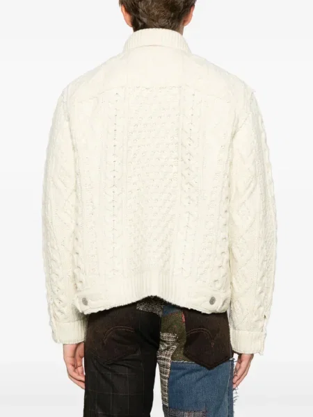Cardigan Junya Watanabe Man tricotate alb