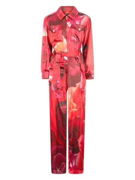 Salopetă Roberto Cavalli cu model floral cu imagine roșu