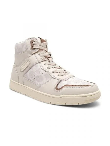 Coach Bőr sneakers tornacipő HI TOP COATED CANVAS bézs