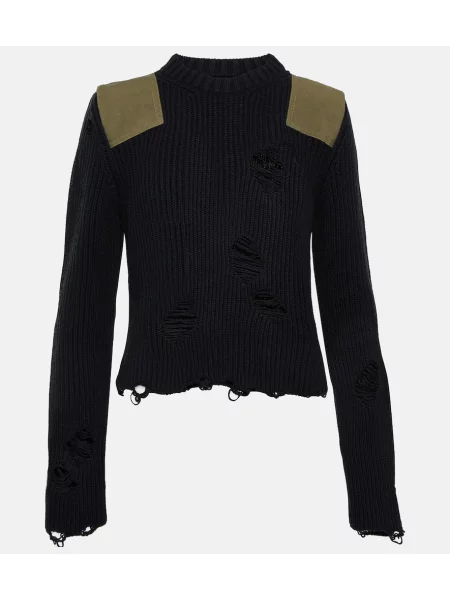 Pulover Mm6 Maison Margiela de lână zdrențuiți negru