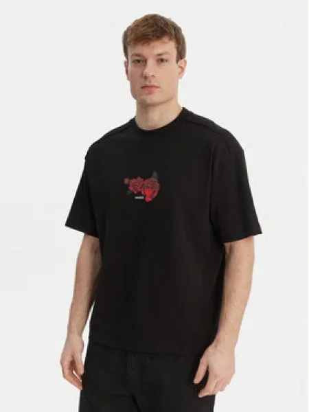 HUGO Póló Domans Oversize fekete