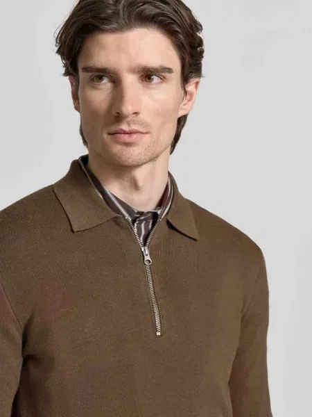 Sweter o kroju slim fit z kołnierzykiem polo model ‘GUNA’ Samsoe Samsoe