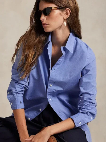 Polo Ralph Lauren cămașă pentru femei din cu albastru