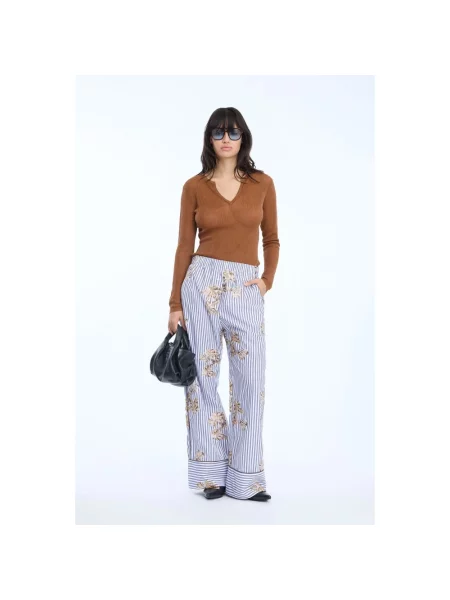 Munthe Spodnie Kobieta Wielobarwność S Wide Trousers fioletowe