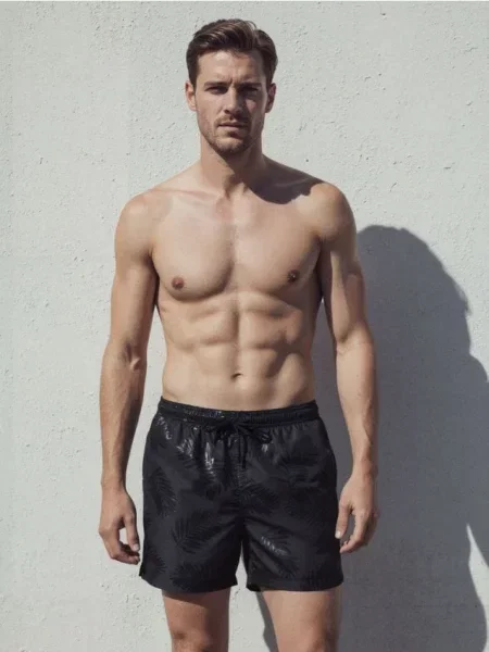 Sinsay Szorty kąpielowe z nadrukiem czarny