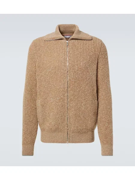 Kardigan Brunello Cucinelli wełniany brązowy