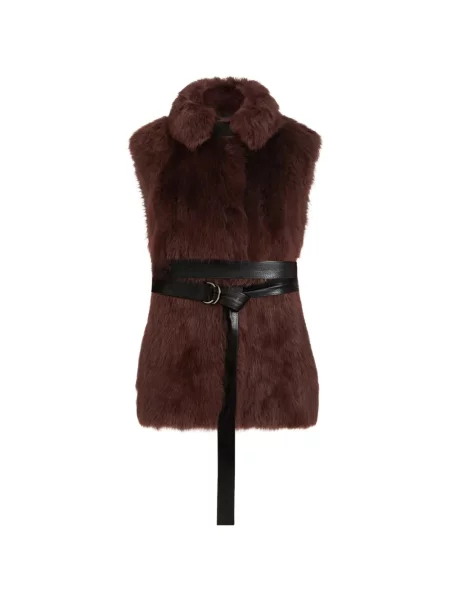 Cu centură vestă Brunello Cucinelli din piele maro