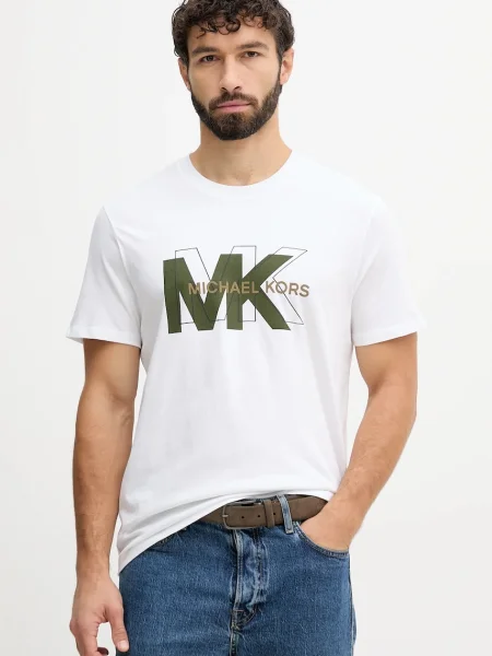 Michael Kors tricou din cu imprimeu alb