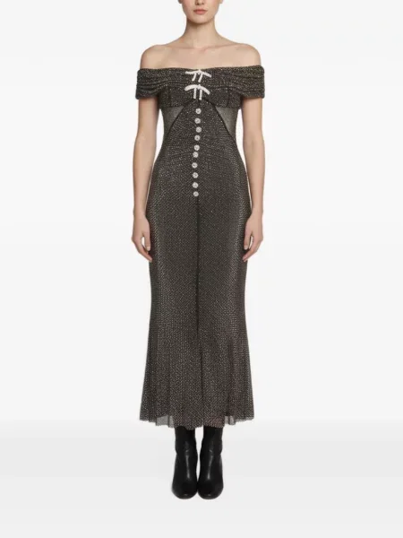 Rochie midi Self-portrait plasă de plasă negru