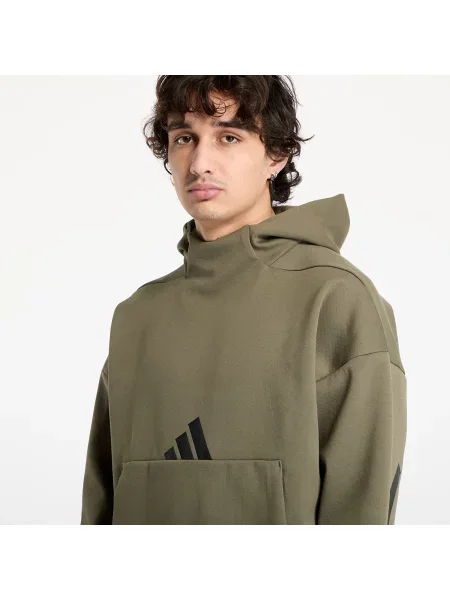 Суичър с качулка Adidas Originals с качулка с принт зелено