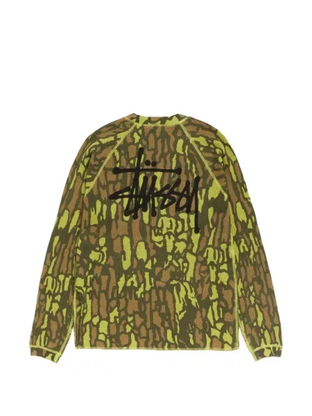 Pulover Stüssy cu imagine cu model camuflaj verde