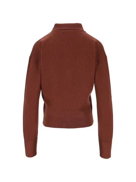 Tricou polo Barena cu perle tricotate maro