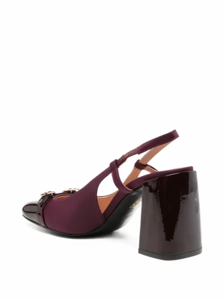 Pantofi cu toc Love Moschino slingback cu autograf violet