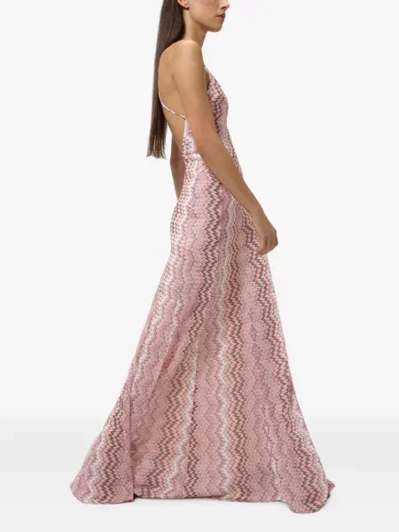 Lung rochie Missoni cu model piele de șarpe roz